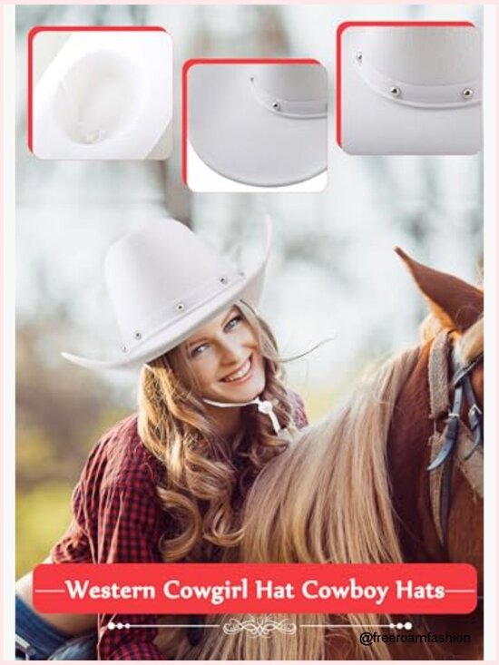 4 Pack Felt Cowboy Hats with Neck Drawstring for Western Party Costume main image 5